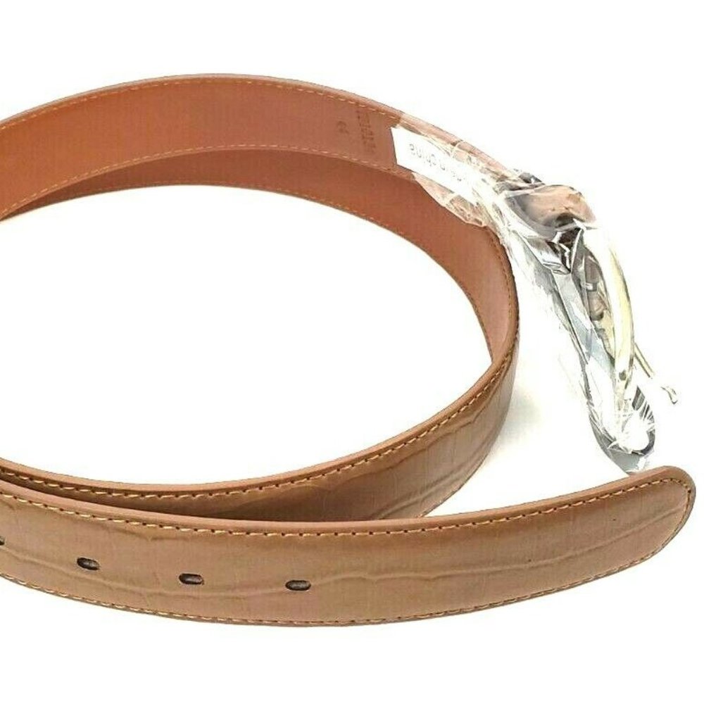 Men's Leather 1.25" Non Reversible Belt Brown Croc - Picture 4 of 11